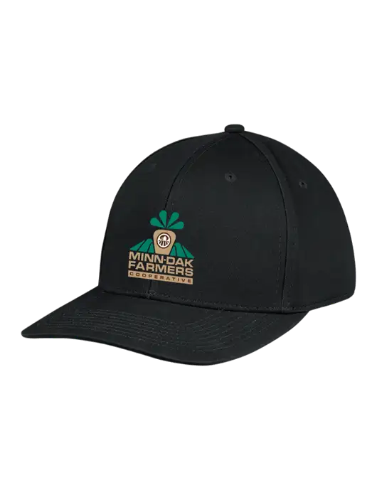 Premium Modern Structured Twill Black Snapback Cap w/Minn-Dak Farmers Cooperative Logo