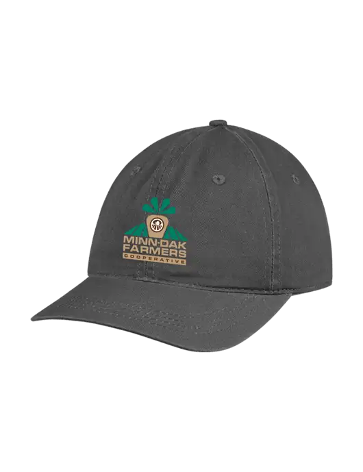 Garment Washed Unstructured Twill Charcoal Cap w/Minn-Dak Farmers Cooperative Logo