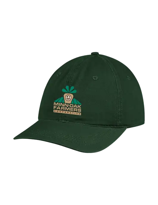 Garment Washed Unstructured Twill Dark Green Cap w/Minn-Dak Farmers Cooperative Logo