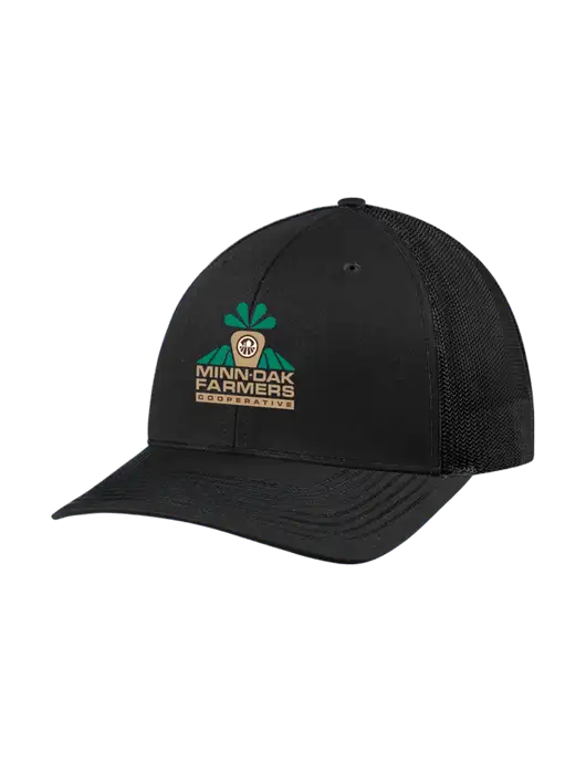Richardson Adjustable Snapback Original 112 Trucker Cap Black w/Black Mesh w/Minn-Dak Farmers Cooperative Logo
