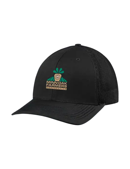 Richardson Adjustable Snapback Original 112 Trucker Cap Black w/Black Mesh w/Minn-Dak Farmers Cooperative Logo