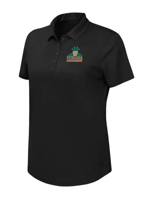 Callaway Womens Birdseye Black Polo w/Minn-Dak Farmers Cooperative Logo