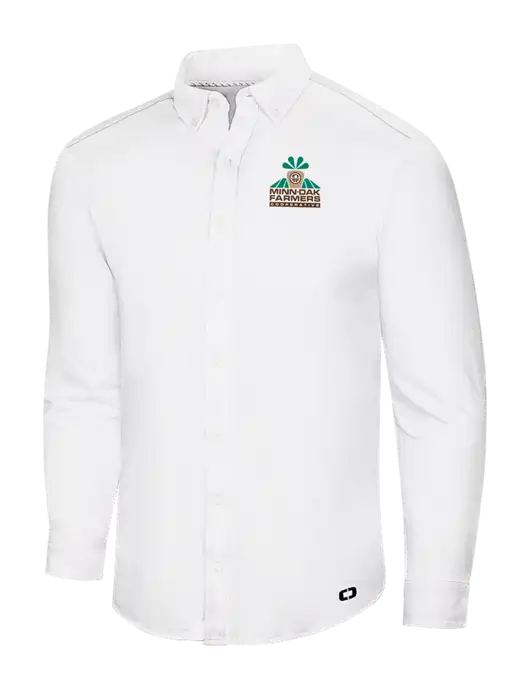 OGIO Bright White Modern Code Stretch Button-Up Shirt w/Minn-Dak Farmers Cooperative Logo