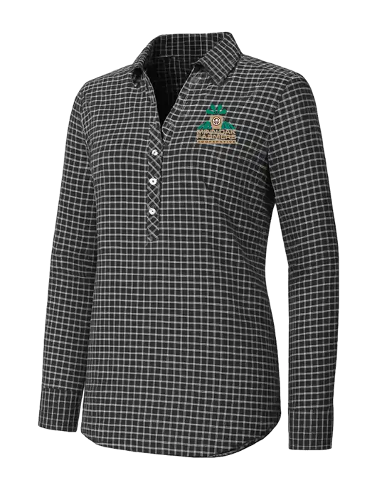 Womens Dark Grey/White City Stretch Shirt w/Minn-Dak Farmers Cooperative Logo