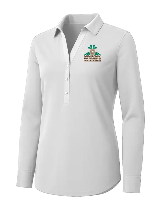 Womens White City Stretch Shirt w/Minn-Dak Farmers Cooperative Logo