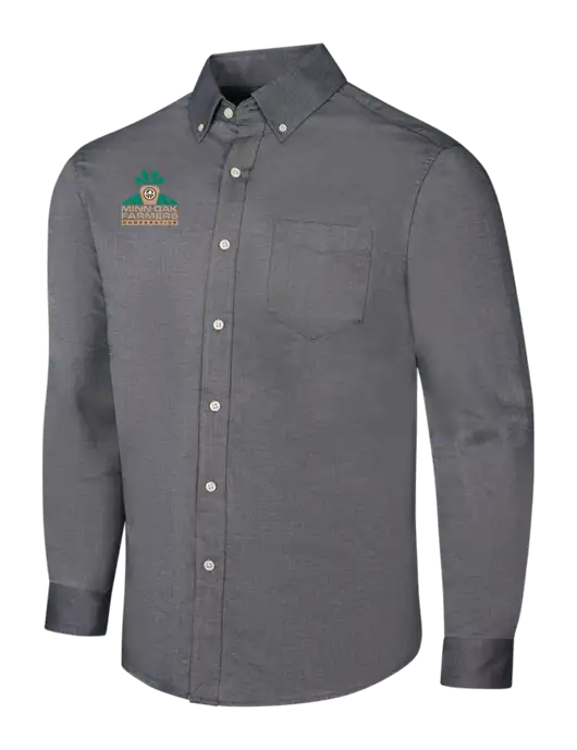 Dark Grey SuperPro Oxford Shirt w/Minn-Dak Farmers Cooperative Logo