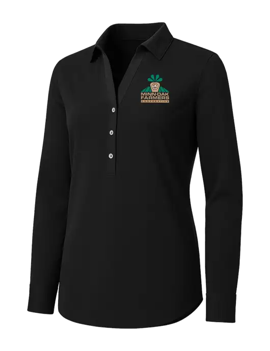 Womens Black City Stretch Shirt w/Minn-Dak Farmers Cooperative Logo