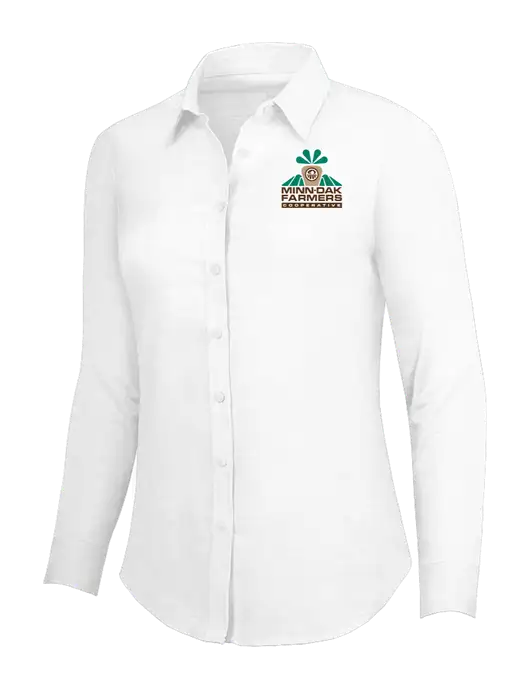 White Womens SuperPro Oxford Shirt w/Minn-Dak Farmers Cooperative Logo