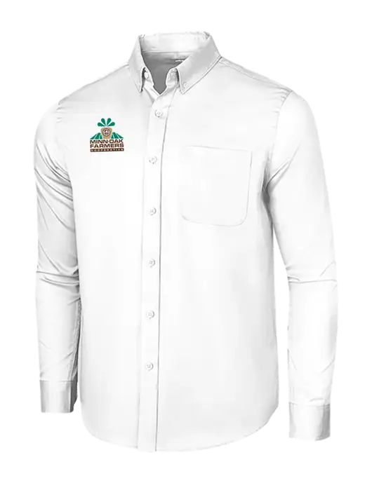 Long Sleeve White Superpro React Twill Shirt w/Minn-Dak Farmers Cooperative Logo