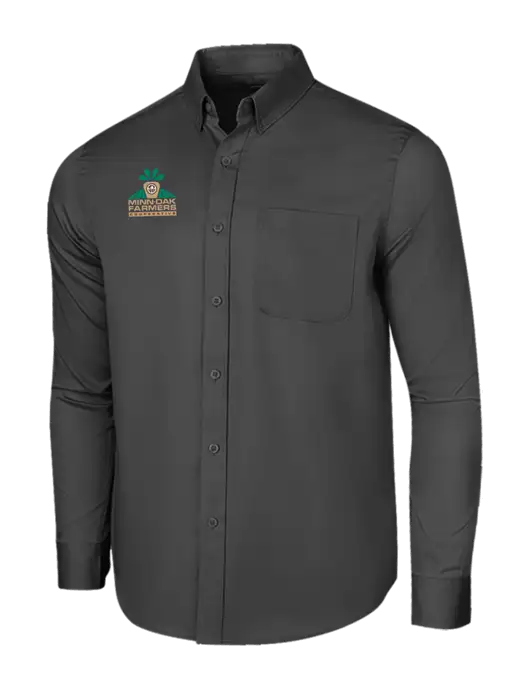 Long Sleeve Dark Grey Superpro React Twill Shirt w/Minn-Dak Farmers Cooperative Logo