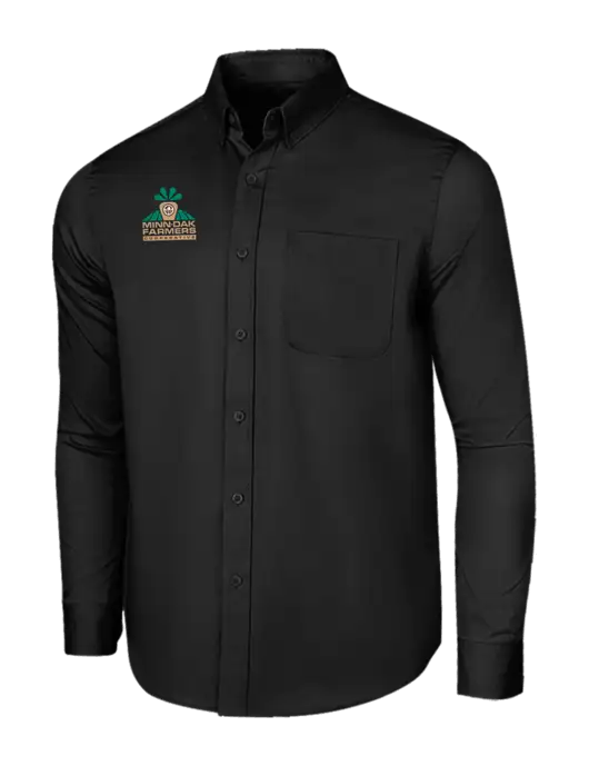 Long Sleeve Deep Black Superpro React Twill Shirt w/Minn-Dak Farmers Cooperative Logo