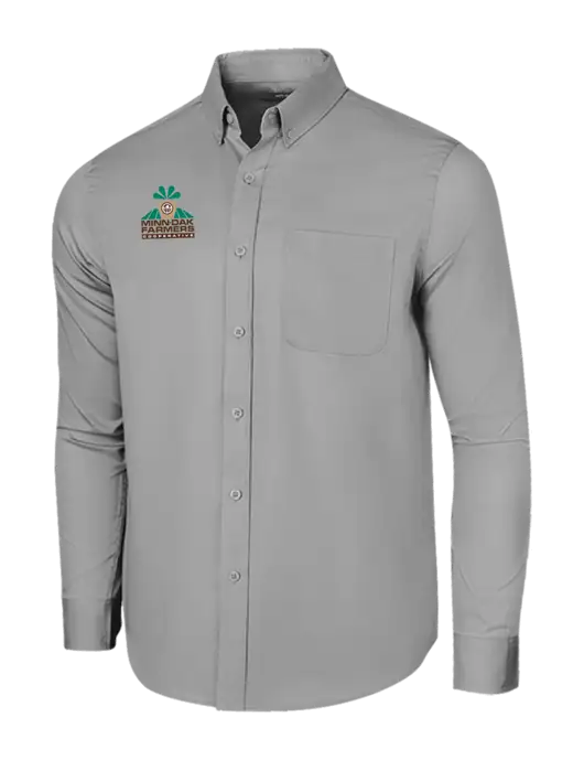Long Sleeve Light Grey Superpro React Twill Shirt w/Minn-Dak Farmers Cooperative Logo