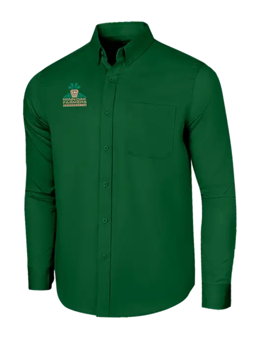 Long Sleeve Dark Green Superpro React Twill Shirt w/Minn-Dak Farmers Cooperative Logo