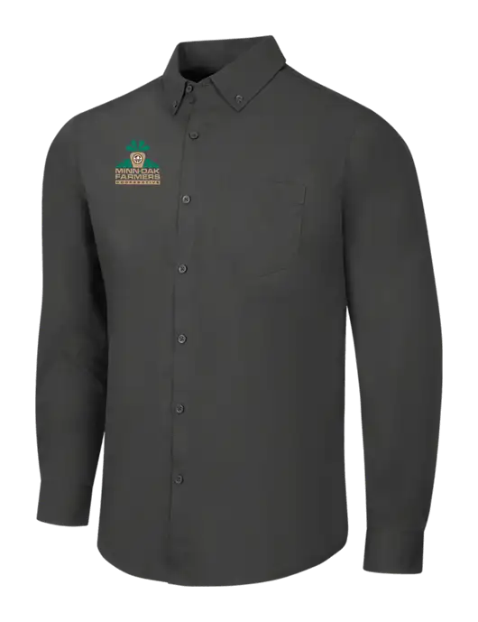 Dark Grey Long Sleeve Carefree Poplin Shirt w/Minn-Dak Farmers Cooperative Logo