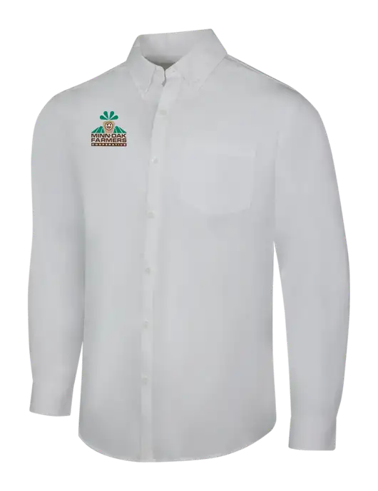 White Long Sleeve Carefree Poplin Shirt w/Minn-Dak Farmers Cooperative Logo