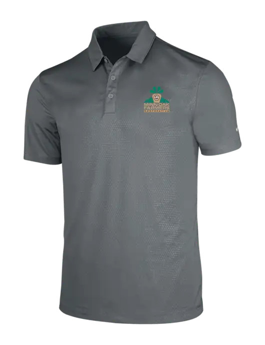 NIKE Medium Grey Dri-Fit Embossed Tri-Blade Polo w/Minn-Dak Farmers Cooperative Logo