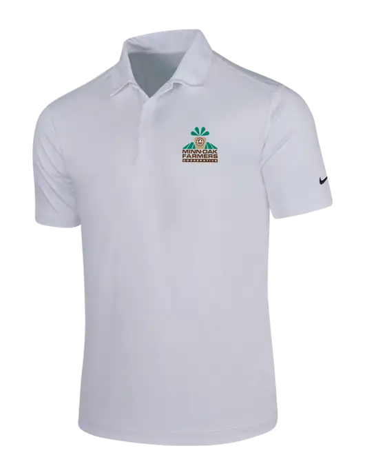 NIKE White Dri-Fit Vertical Mesh Polo w/Minn-Dak Farmers Cooperative Logo