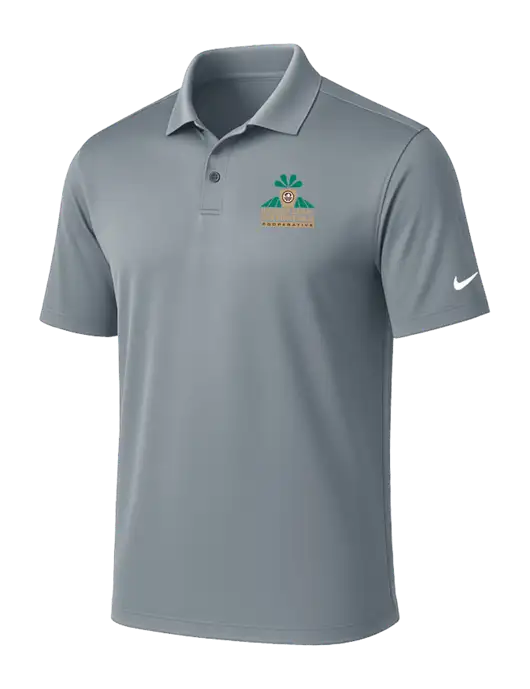 NIKE Medium Grey Victory Solid Polo w/Minn-Dak Farmers Cooperative Logo