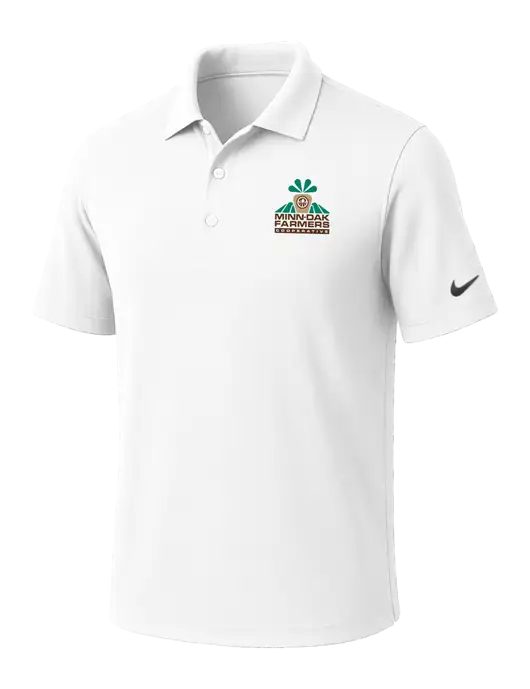 NIKE White Dri-Fit Micro Pique Polo w/Minn-Dak Farmers Cooperative Logo