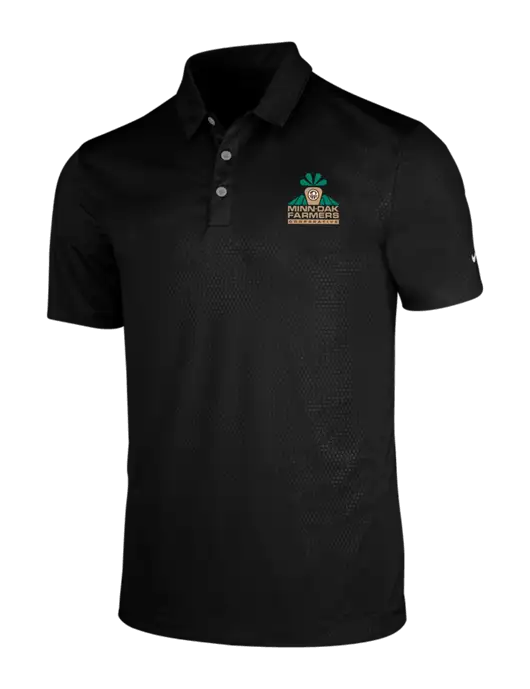 NIKE Black Dri-Fit Embossed Tri-Blade Polo w/Minn-Dak Farmers Cooperative Logo
