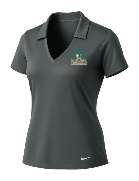 NIKE Dark Grey Womens Dri-Fit Vertical Mesh Polo w/Minn-Dak Farmers Cooperative Logo