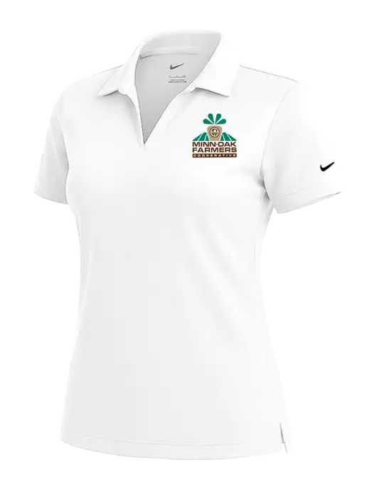 NIKE White Womens Dri-Fit Micro Pique Polo w/Minn-Dak Farmers Cooperative Logo