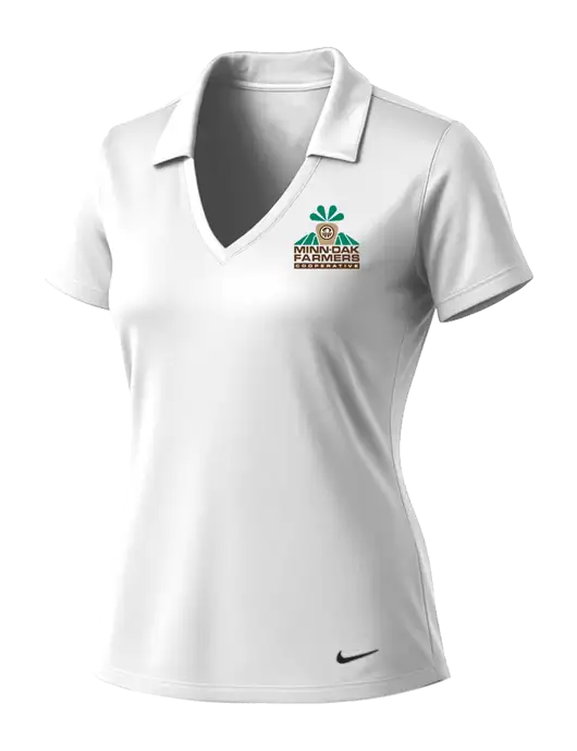NIKE White Womens Dri-Fit Vertical Mesh Polo w/Minn-Dak Farmers Cooperative Logo