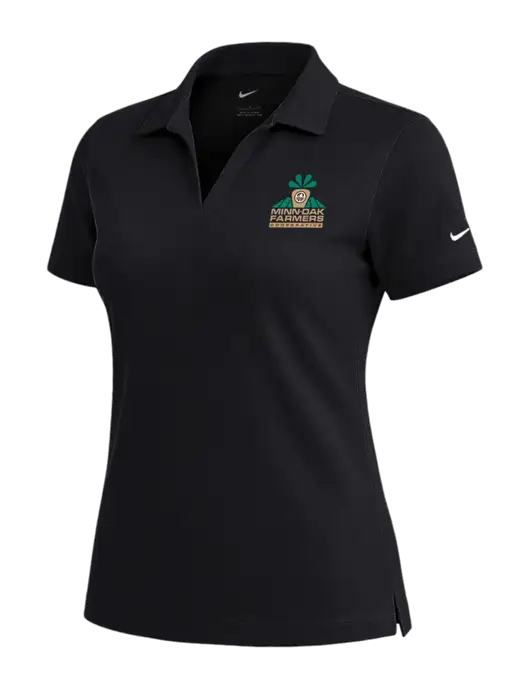 NIKE Black Womens Dri-Fit Micro Pique Polo w/Minn-Dak Farmers Cooperative Logo