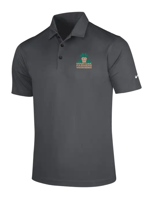 NIKE Dark Grey Dri-Fit Vertical Mesh Polo w/Minn-Dak Farmers Cooperative Logo