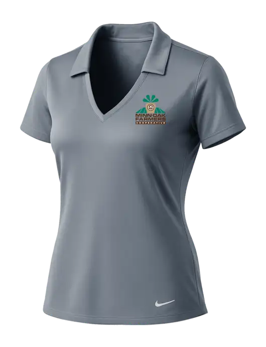 NIKE Medium Grey Womens Dri-Fit Vertical Mesh Polo w/Minn-Dak Farmers Cooperative Logo
