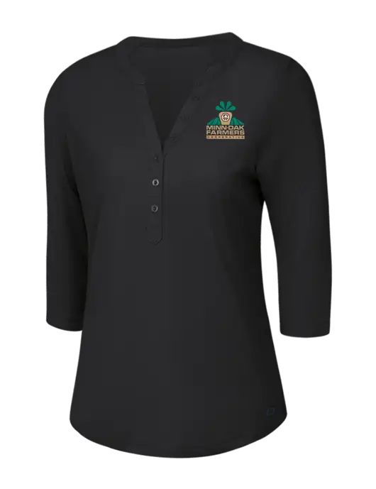 OGIO Blacktop Jewel Henley w/Minn-Dak Farmers Cooperative Logo