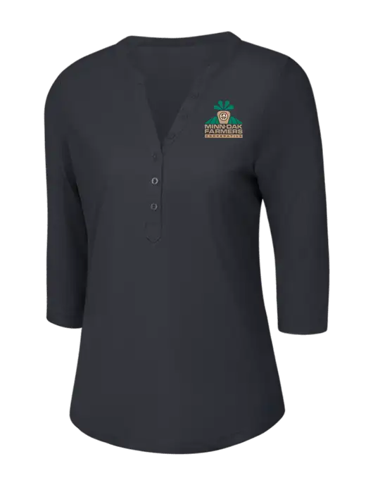 OGIO Charcoal Grey Jewel Henley w/Minn-Dak Farmers Cooperative Logo
