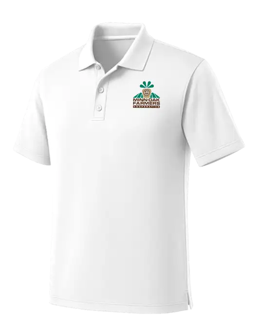 White Dry Zone UV Micro Mesh Polo w/Minn-Dak Farmers Cooperative Logo