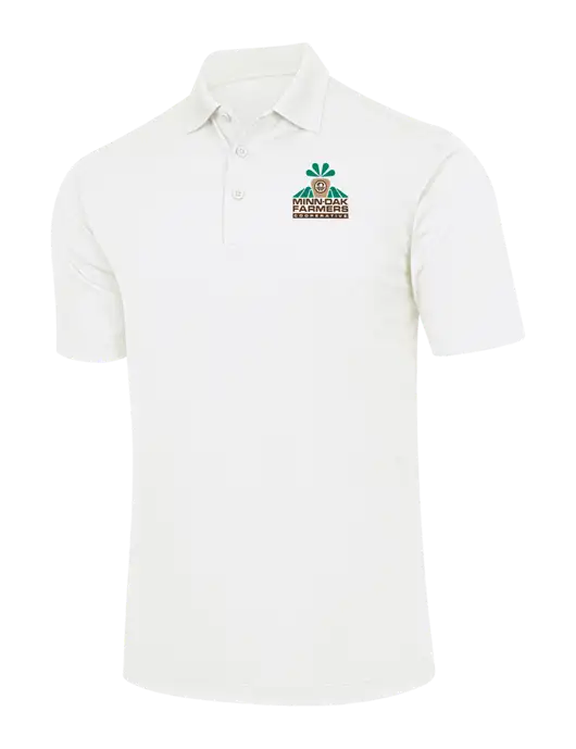 White Micropique Sport-Wick Polo w/Minn-Dak Farmers Cooperative Logo