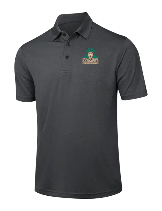 Dark Grey Heather Contender Polo w/Minn-Dak Farmers Cooperative Logo