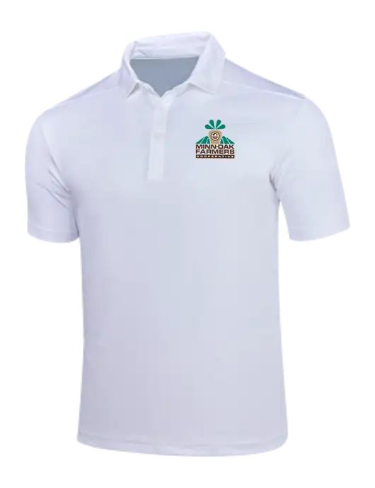 White Posi-UV Pro Polo w/Minn-Dak Farmers Cooperative Logo