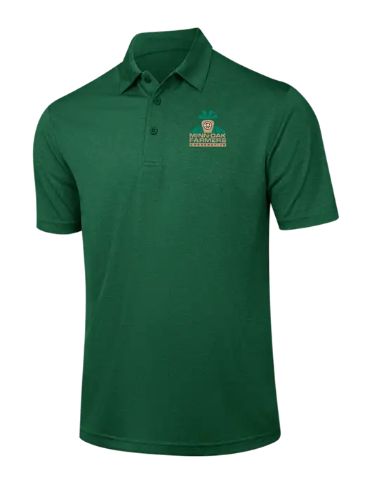 Dark Green Heather Contender Polo w/Minn-Dak Farmers Cooperative Logo