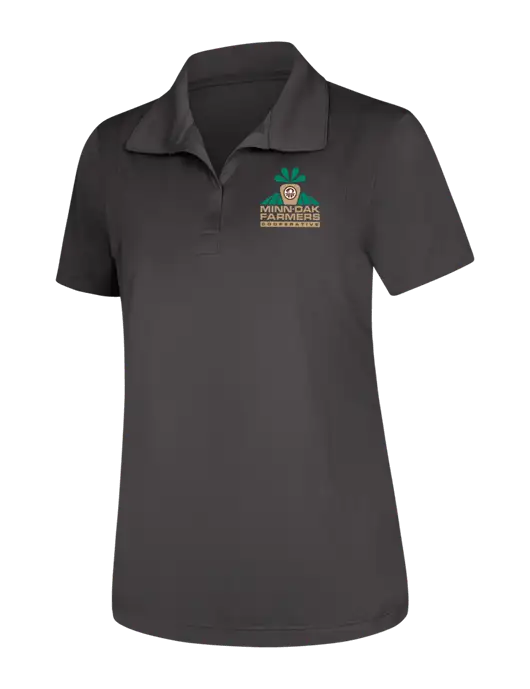 Womens Dark Grey Micropique Sport-Wick Polo w/Minn-Dak Farmers Cooperative Logo