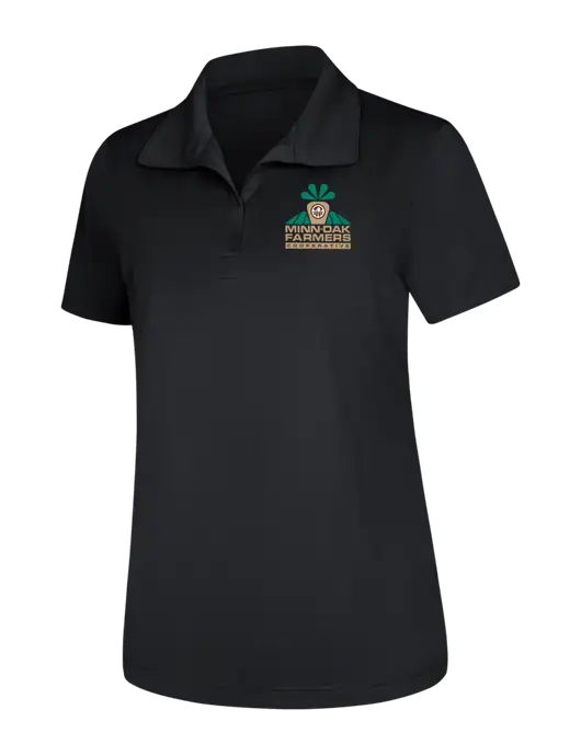 Womens Black Micropique Sport-Wick Polo w/Minn-Dak Farmers Cooperative Logo