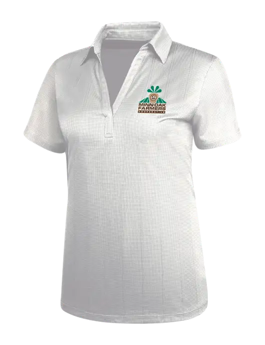 White Womens Performance Fine Jacquard Polo w/Minn-Dak Farmers Cooperative Logo