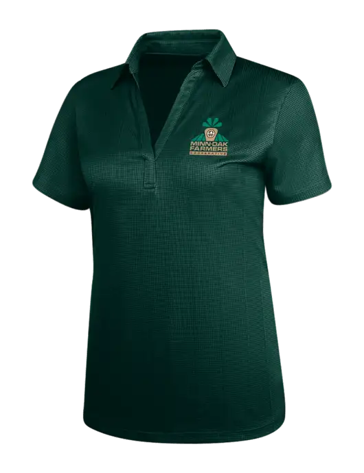 Dark Green Womens Performance Fine Jacquard Polo w/Minn-Dak Farmers Cooperative Logo