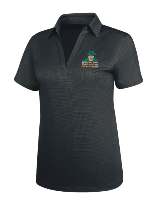 Dark Grey Womens Performance Fine Jacquard Polo w/Minn-Dak Farmers Cooperative Logo