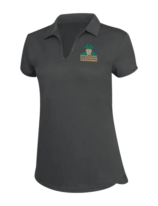 Womens Charcoal Trace Heather Polo w/Minn-Dak Farmers Cooperative Logo