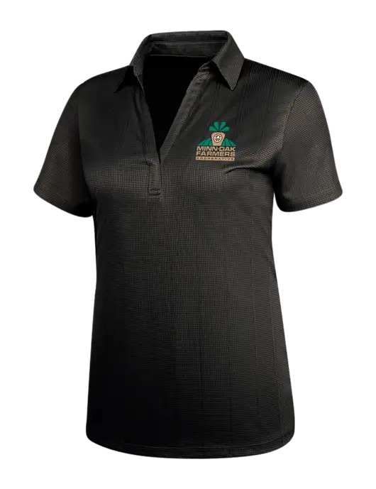 Black Womens Performance Fine Jacquard Polo w/Minn-Dak Farmers Cooperative Logo