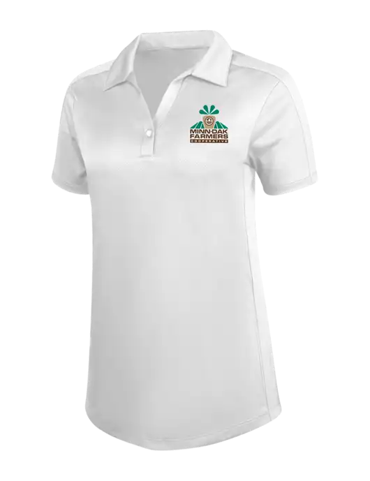 Womens White Diamond Jacquard Polo w/Minn-Dak Farmers Cooperative Logo