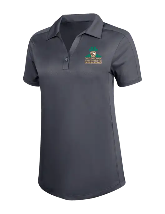 Womens Dark Grey Diamond Jacquard Polo w/Minn-Dak Farmers Cooperative Logo
