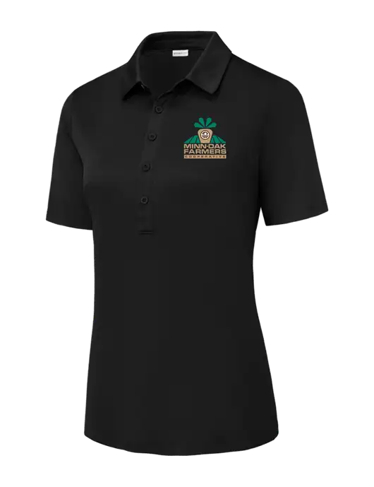 Black Womens Posi-UV Pro Polo w/Minn-Dak Farmers Cooperative Logo