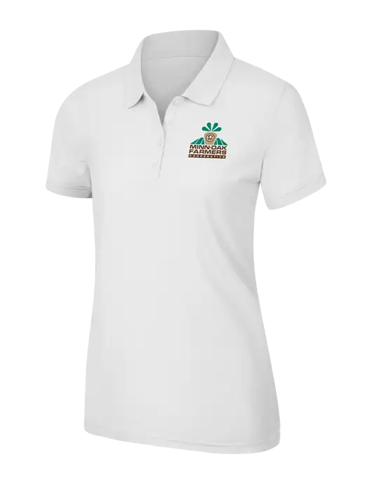 White Womens Core Classic Pique Polo w/Minn-Dak Farmers Cooperative Logo