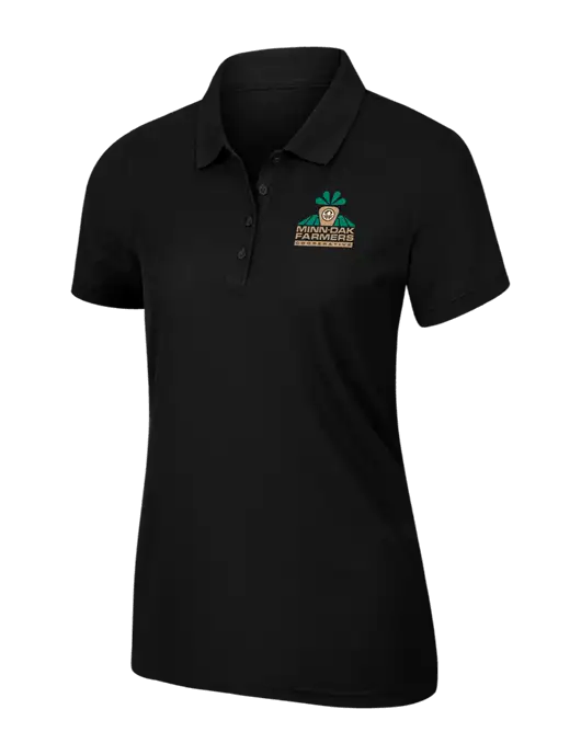 Womens Black Core Classic Pique Polo w/Minn-Dak Farmers Cooperative Logo