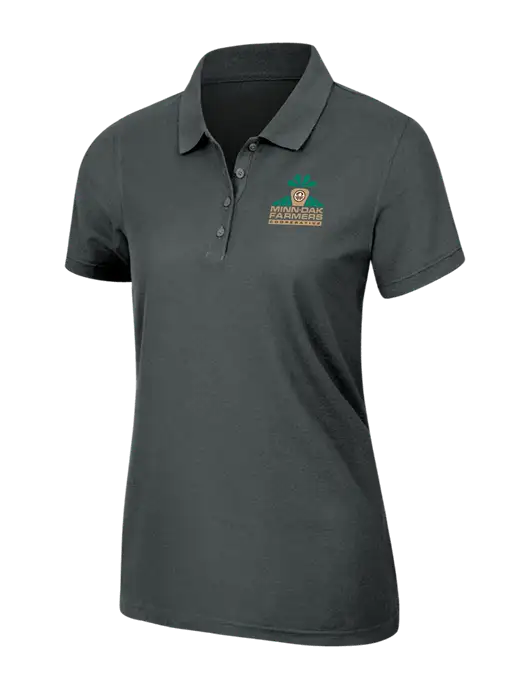 Dark Grey Womens Core Classic Pique Polo w/Minn-Dak Farmers Cooperative Logo